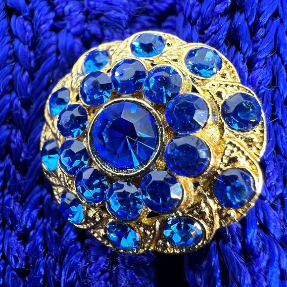 Vintage Elizabeth New York Blue Purple Embellished 3 Piece Wool Knit Set Size M - Picture 12 of 13